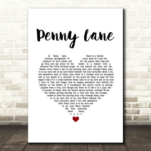 The Beatles Penny Lane White Heart Song Lyric Music Art Print