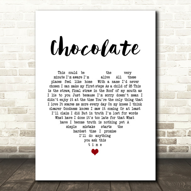 Snow Patrol Chocolate White Heart Song Lyric Music Art Print