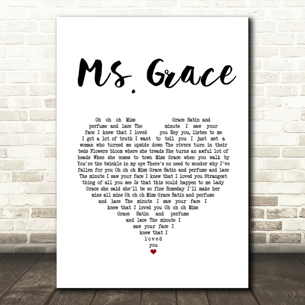 Tymes Ms. Grace White Heart Song Lyric Music Art Print