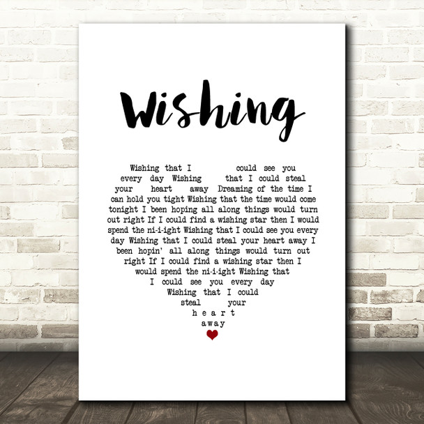 Buddy Holly Wishing White Heart Song Lyric Music Art Print