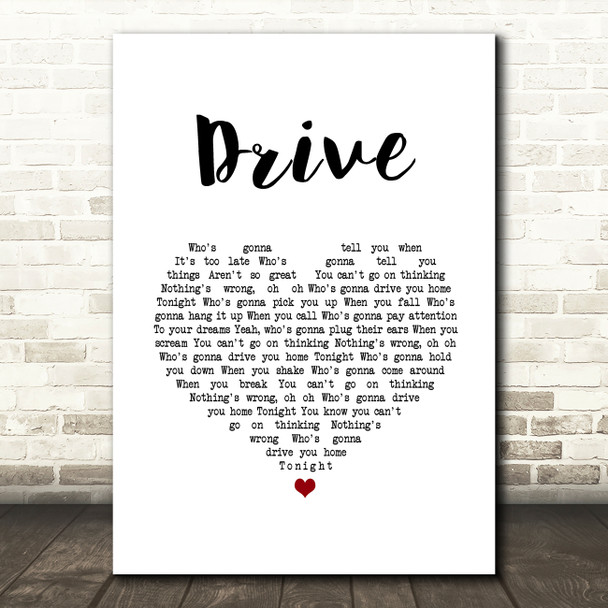 The Cars Drive White Heart Song Lyric Music Art Print