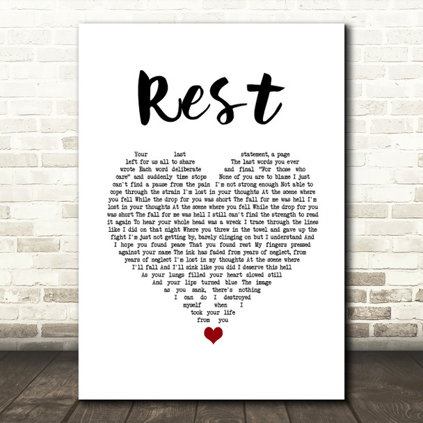 Wilderness Rest White Heart Song Lyric Music Art Print