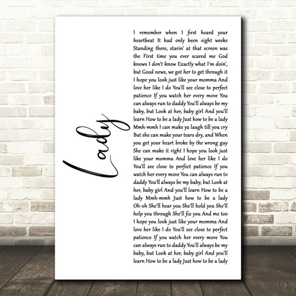 Brett Young Lady White Script Song Lyric Music Art Print