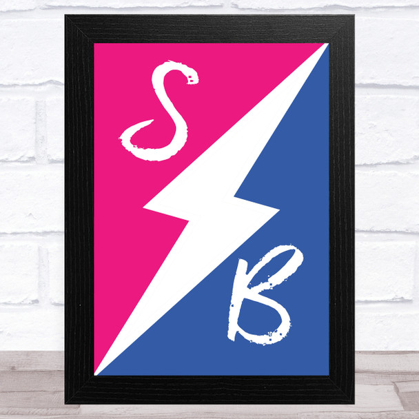 Sis V Bro YouTubers Lightening Logo Pink & Blue Children's Kids Wall Art Print