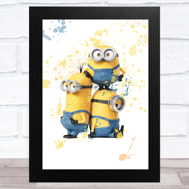 Minions Tower Of Three Splatter Art Children's Kids Wall Art Print