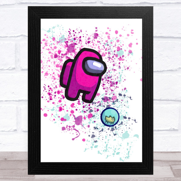 Among Us Pink & Pet Splatter Art Children's Kids Wall Art Print