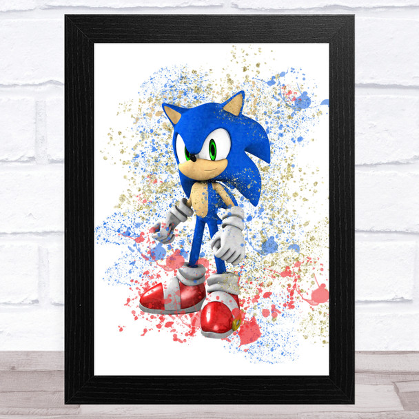 Sonic The Hedgehog Splatter Art Children's Kids Wall Art Print