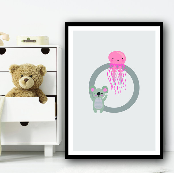 Animal Collection Letter O Children's Kids Wall Art Print
