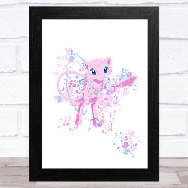 Mew Pokémon Splatter Art Children's Kids Wall Art Print