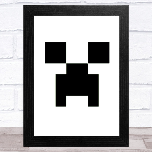 Minecraft Creeper White Children's Kids Wall Art Print