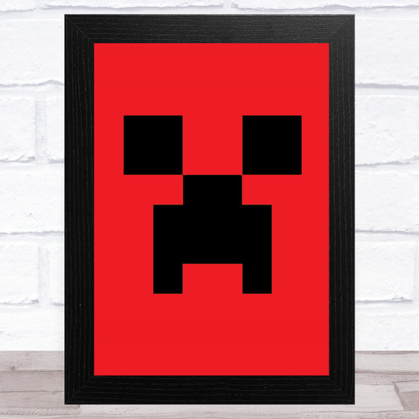 Minecraft Creeper Red Children's Kids Wall Art Print