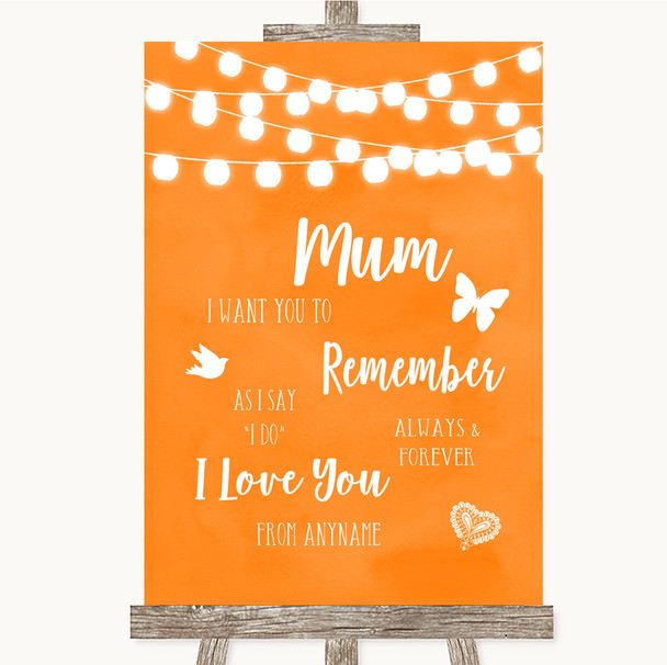 Orange Watercolour Lights I Love You Message For Mum Personalized Wedding Sign