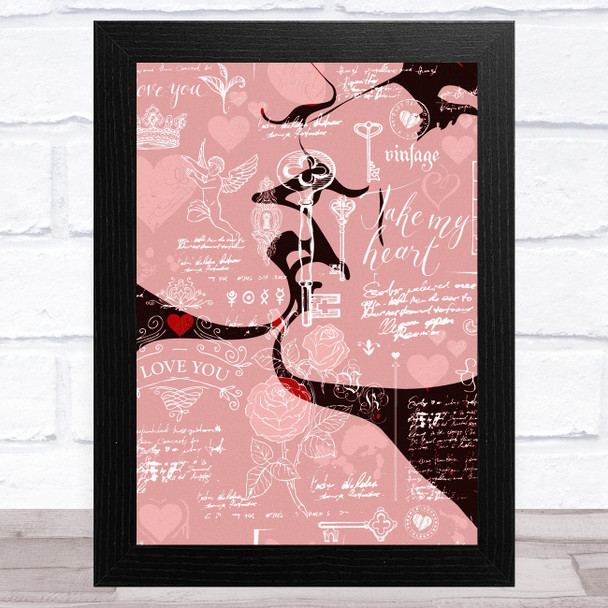 Vintage Abstract Kissing Couple Home Wall Art Print