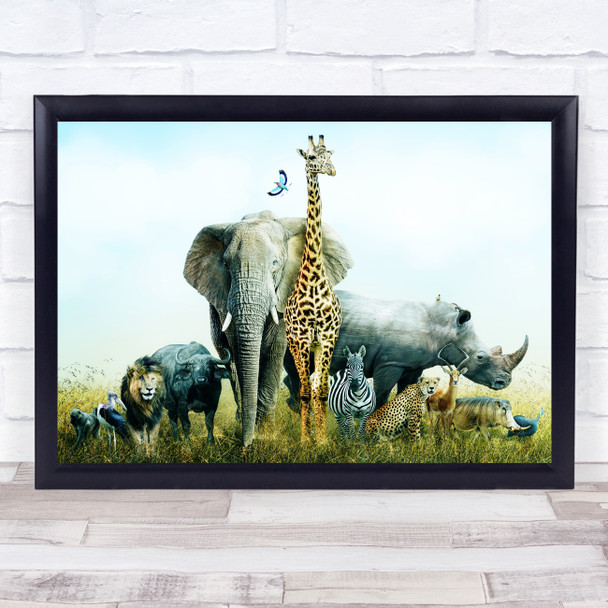 Group Of African Safari Animals Home Wall Art Print