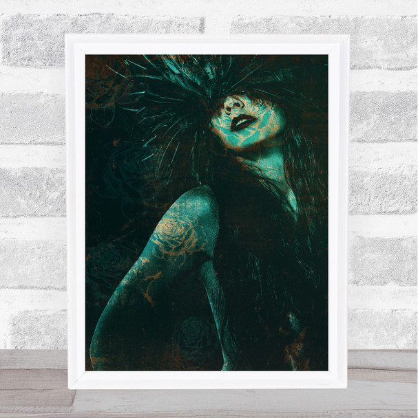 Woman Feathers Gothic Home Wall Art Print