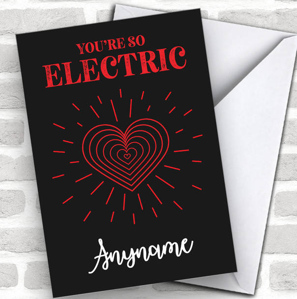 Retro Style & Red Heart You're So Electric Personalized Valentine's Day Card