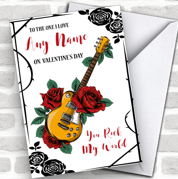 Gothic Electric Guitar Rock My World Personalized Valentine's Day Card
