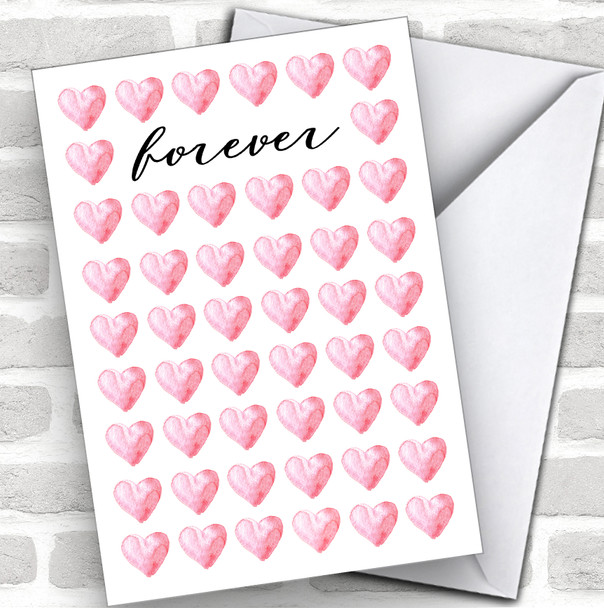 Forever Love Watercolor Hearts Personalized Valentine's Day Card