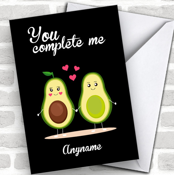 Cute Avocados You Complete Me Personalized Valentine's Day Card