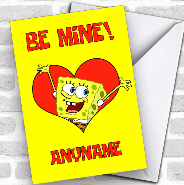 Sponge Bob Valentines Be Mine Personalized Valentine's Day Card