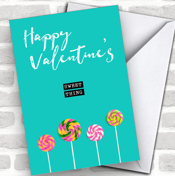 Sweet Thing Cute Lollipops Personalized Valentine's Day Card