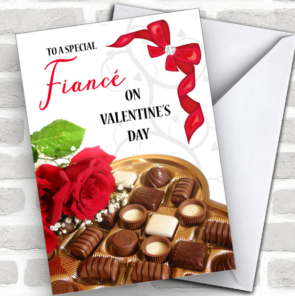 Roses & Chocolates Fiancé Personalized Valentine's Day Card