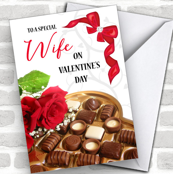 Roses & Chocolates Wife Personalized Valentine's Day Card