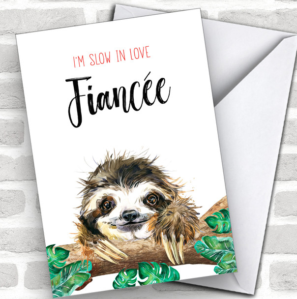 Cute Sloth Fiancée Personalized Valentine's Day Card