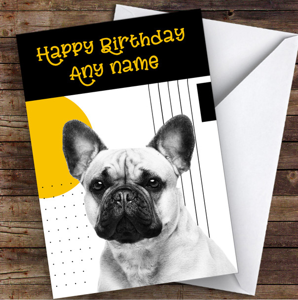 Abstract French Bulldog Dog Geometric Shapes Personalized Birthday Card