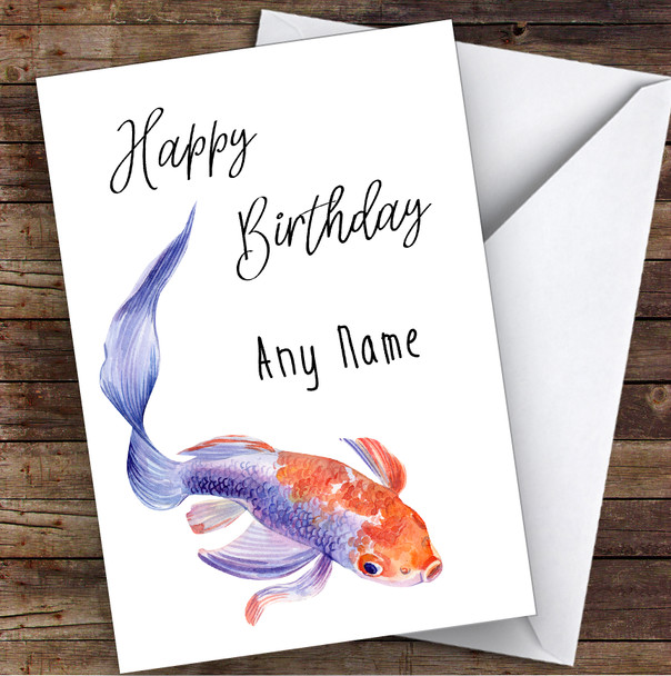 Ornamental Goldfish Personalized Birthday Greetings Card