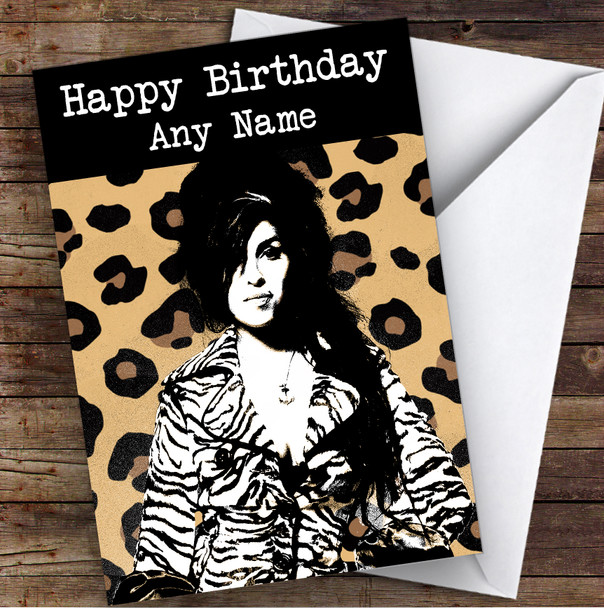 Amy Winehouse Funky Animal Celebrity Personalized Birthday Card