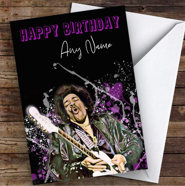 Jimmy Hendrix Splatter Art Celebrity Personalized Birthday Card