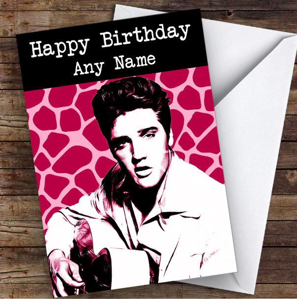 Elvis Presley Pink Funky Celebrity Personalized Birthday Card