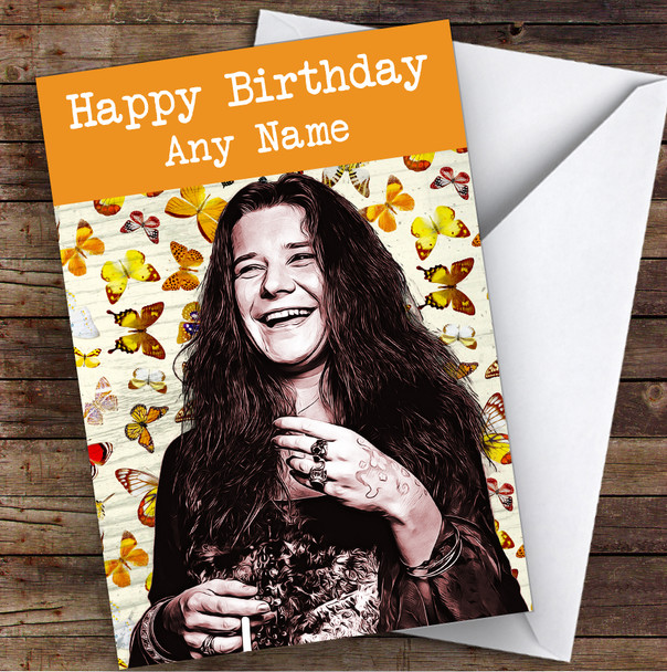 Janis Joplin Butterfly Celebrity Personalized Birthday Card