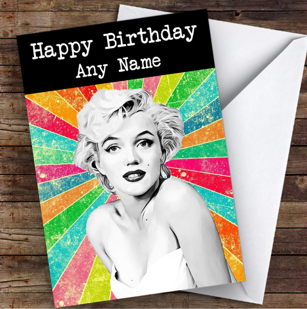 Marylin Retro colors Celebrity Personalized Birthday Card