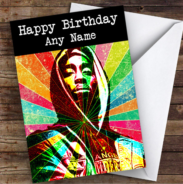 Tupac Bright Retro Celebrity Personalized Birthday Card