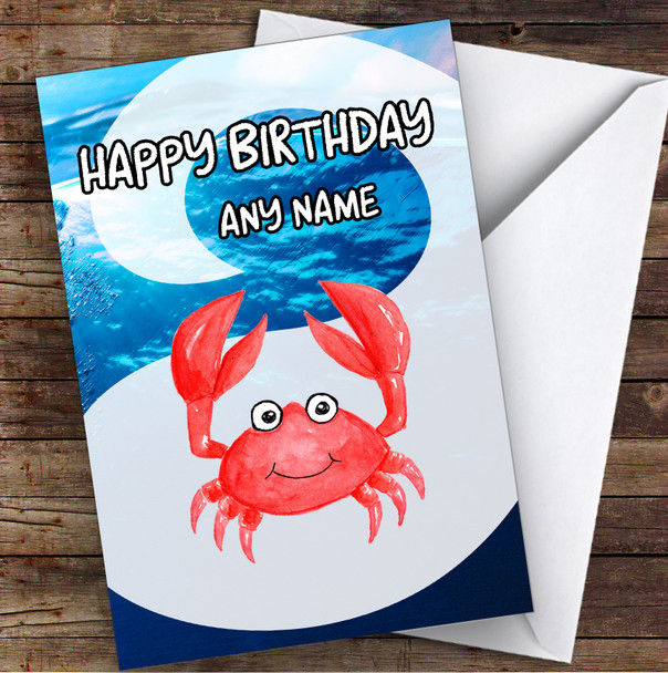 Watercolor Sealife Crab Lobster Children's Kids Personalized Birthday Card