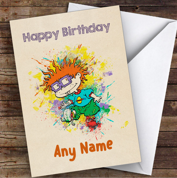 Chuckie Finster Tommy Pickles Watercolor Splatter Children's Kids Birthday Card
