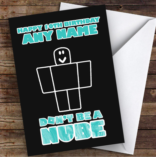 Roblox Don't Be A Nube Blue Watercolor Swirl Children's Kids Birthday Card