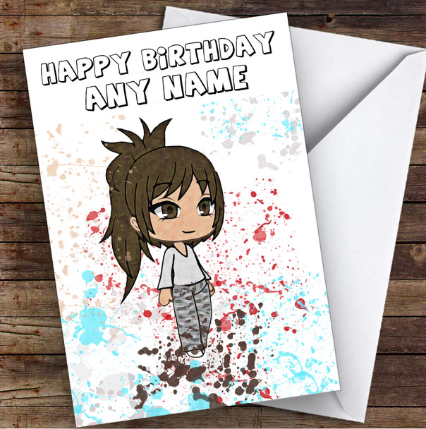 Gatcha Life Camou Splatter Art Children's Kids Personalized Birthday Card