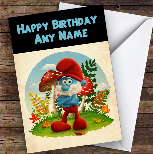 Vintage Papa Smurf The Smurfs Children's Kids Personalized Birthday Card