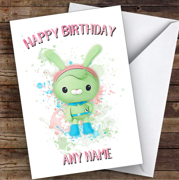 Octonauts Tweak Splatter Art Children's Kids Personalized Birthday Card