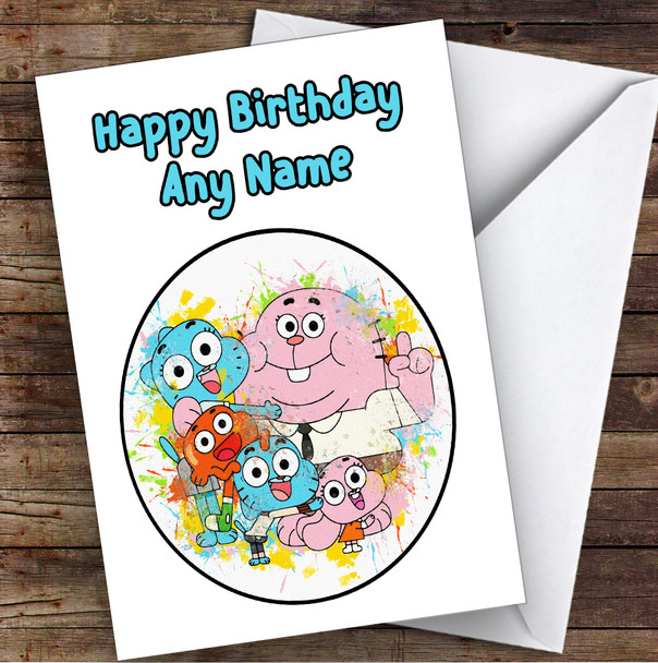 The Amazing World Of Gumball Children's Kids Personalized Birthday Card