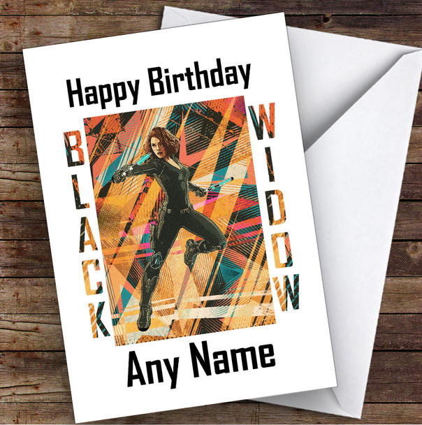 Black Widow Abstract Orange Children's Kids Personalized Birthday Card