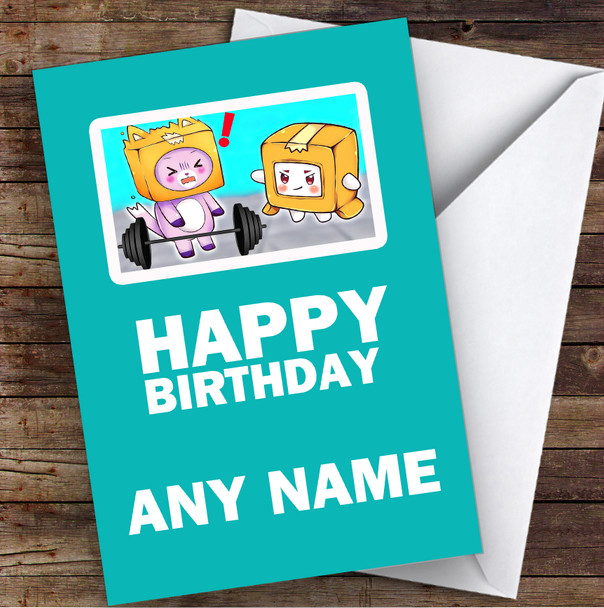 Lanky Box Boxy & Foxy Black Children's Kids Personalized Birthday Card