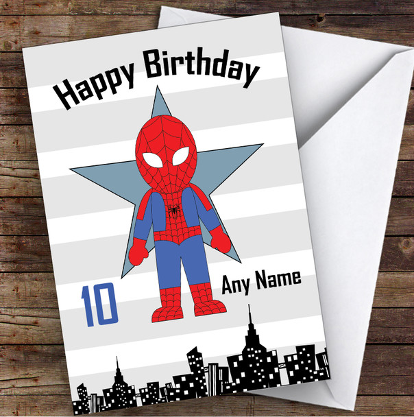 Superhero Any Age Spiderman Children's Kids Personalized Birthday Card