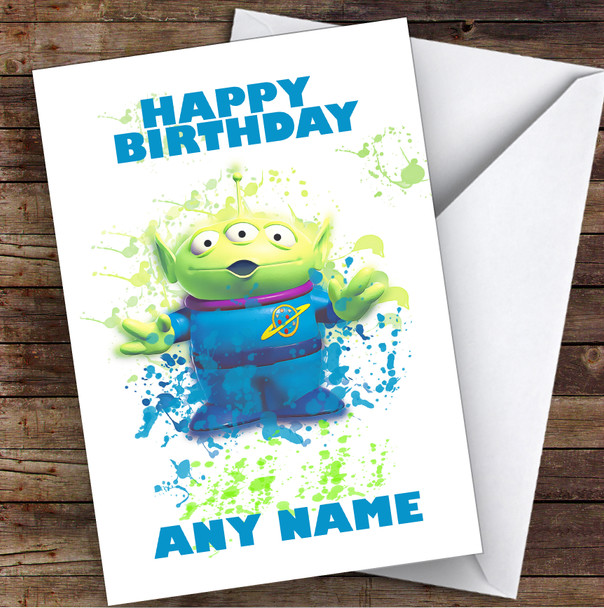 Lgm Toy Story Splatter Art Children's Kids Personalized Birthday Card