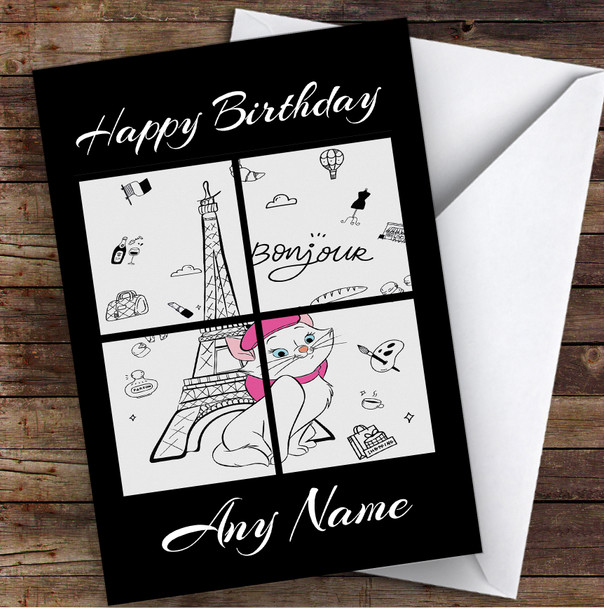 Marie The Aristocats Paris Children's Kids Personalized Birthday Card