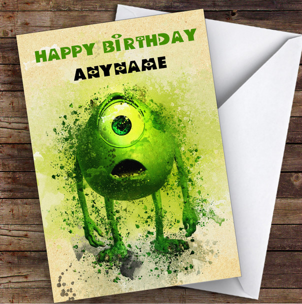 Monsters Inc Mike Wazowski Children's Kids Personalized Birthday Card