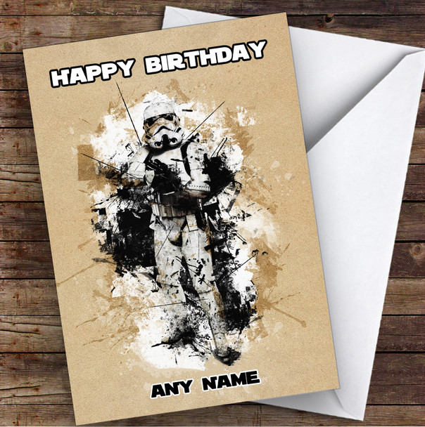 Stormtrooper Vintage Style Children's Kids Personalized Birthday Card